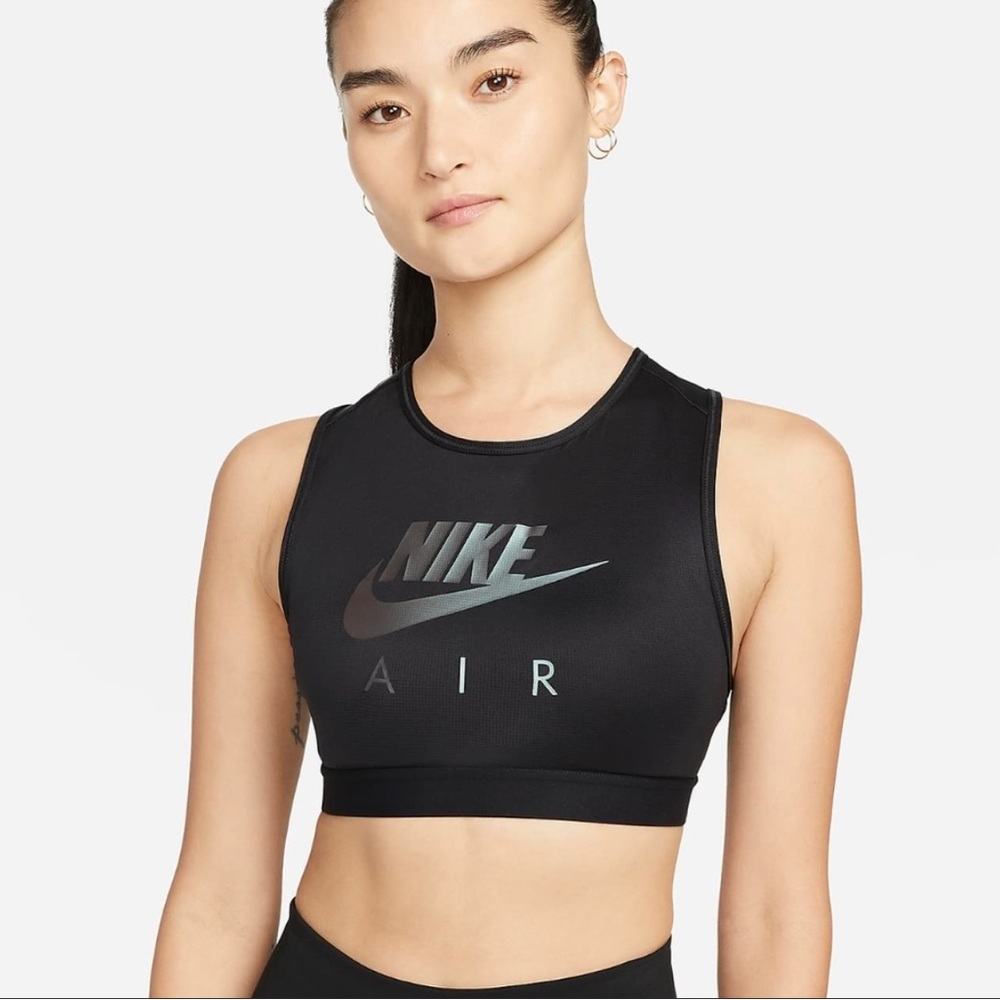 NWT Womens Nike Dri-Fit Swoosh Black Medium Support High Neck Sports Bra Small - Picture 3 of 9